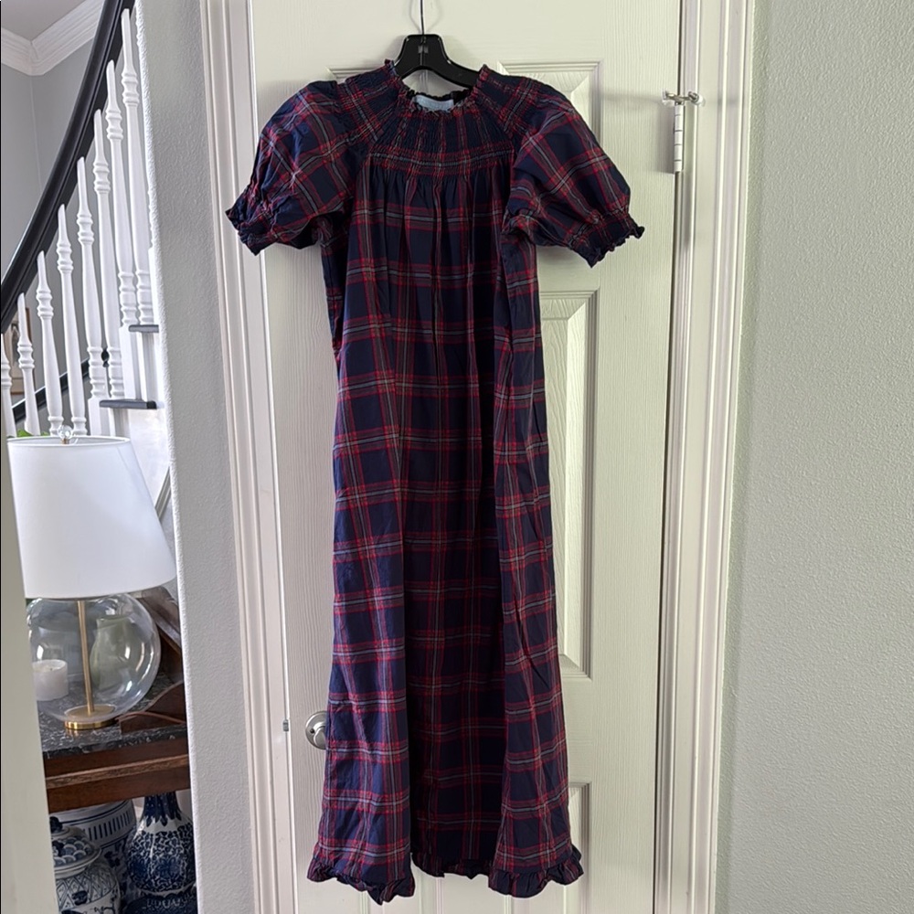Hill House Red and Blue Puff Sleeve Sundress